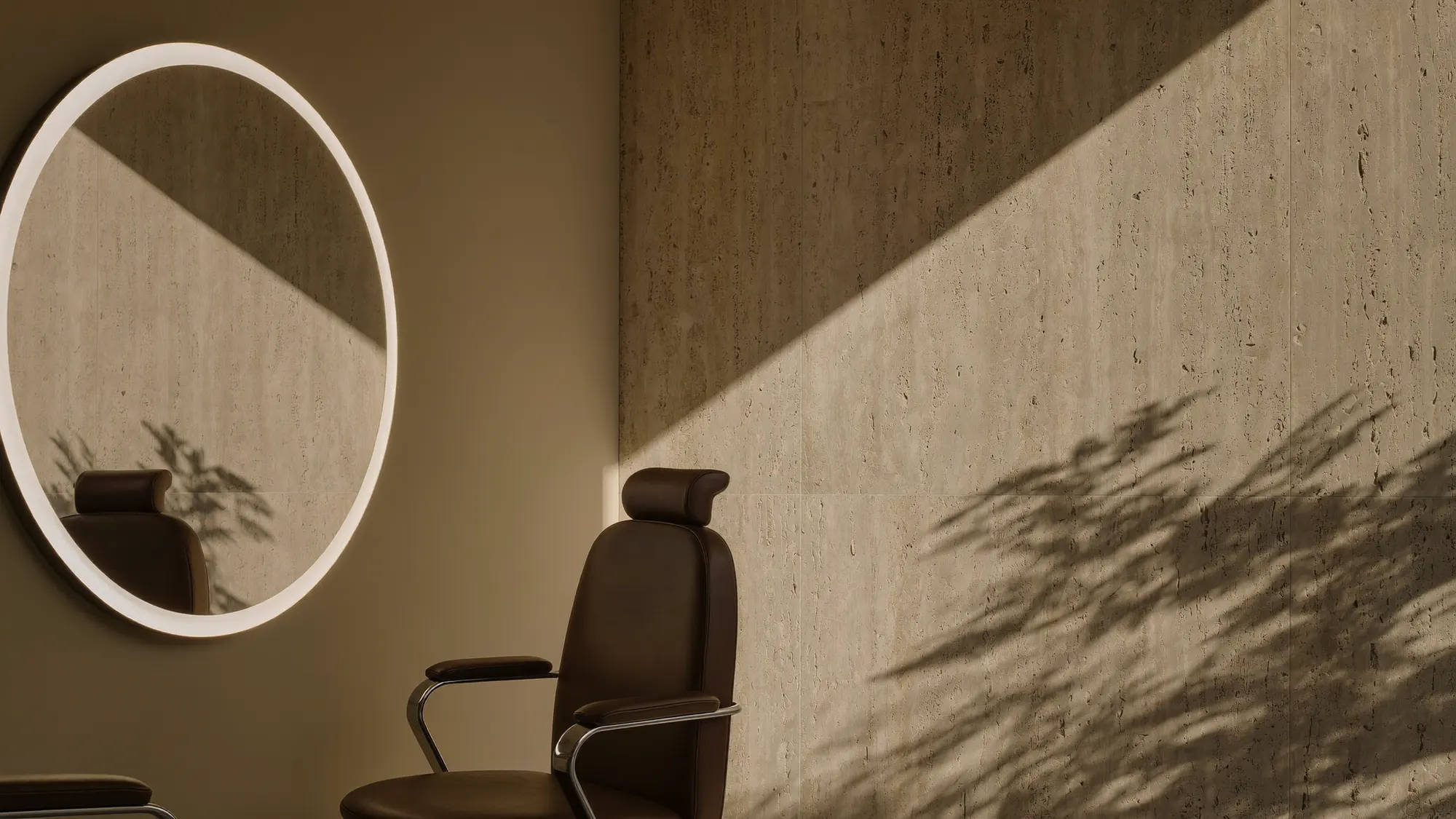 Zonlicht en schaduw op een rustige behandelruimte